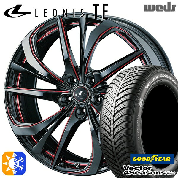 225/40R18 92H XL グッドイヤー ベクター フォーシーズンズ Weds ウェッズ レオニス TE 18インチ 7.0J 5H114.3 BK/SC[RED](ブラック/SCマシニング[レッド]) オールシーズンタイヤホイールセット