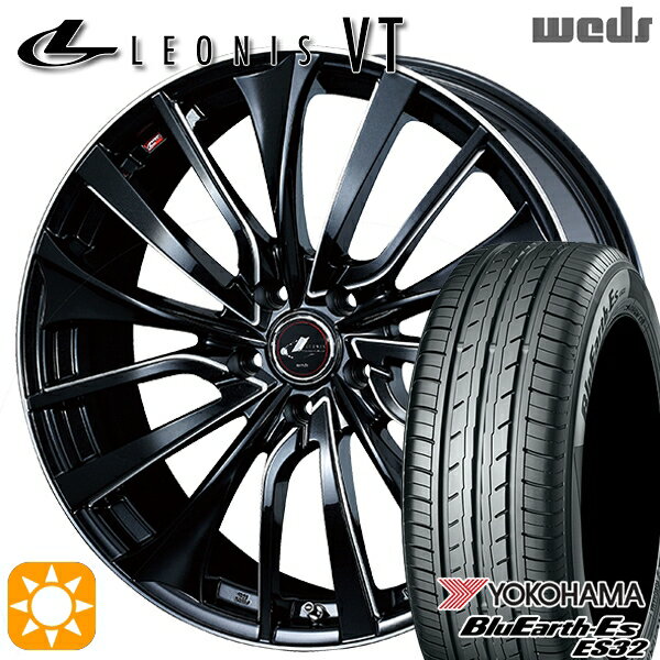 【取付対象】セレナ 215/40R18 85W ヨコハマ ブルーアース ES32 Weds レオニス VT PBK/SC (パールブラック/SCマシニング) 18インチ 7.0J 5H114.3 サマータイヤホイールセット