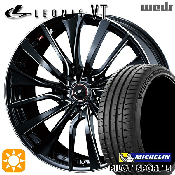 【取付対象】セレナ 215/40R18 89Y XL ミシュラン パイロットスポーツ5 Weds レオニス VT PBK/SC (パールブラック/SCマシニング) 18インチ 7.0J 5H114.3 サマータイヤホイールセット