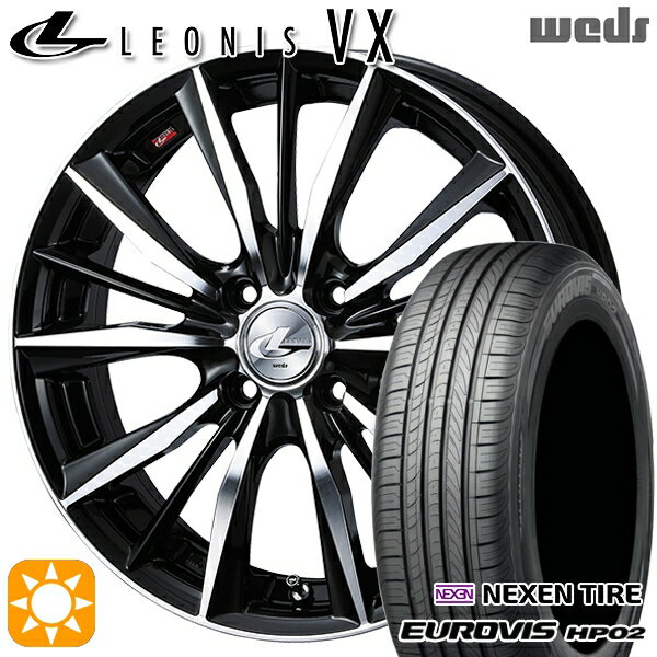 【取付対象】155/65R14 ネクセン ロードストーン ユーロビズ HP02 Weds レオニス VX BKMC (ブラック ミラーカット) 14インチ 4.5J 4H100 サマータイヤホイールセット