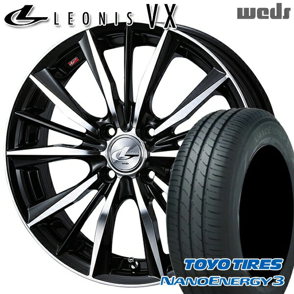 【取付対象】エブリィワゴン 165/60R14 75H トーヨー ナノエナジー3 Weds レオニス VX BKMC (ブラック ミラーカット) 14インチ 4.5J 4H100 サマータイヤホイールセット