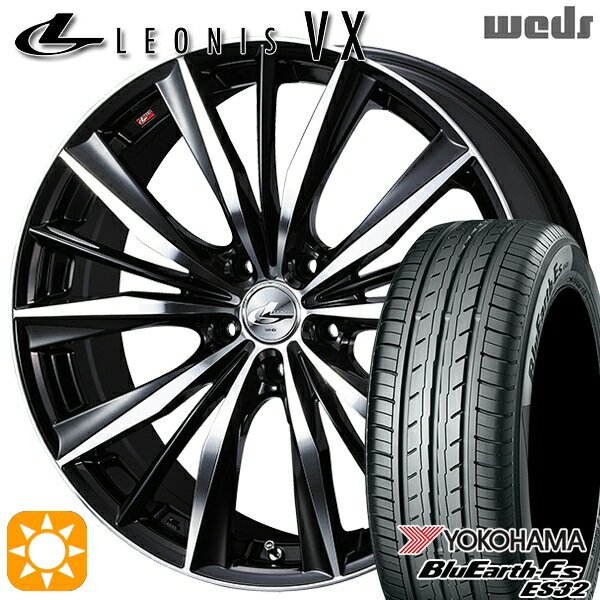 【取付対象】アウトランダー デリカD5 225/55R18 98V ヨコハマ ブルーアース ES32 Weds レオニス VX BKMC (ブラック ミラーカット) 18インチ 7.0J 5H114.3 サマータイヤホイールセット