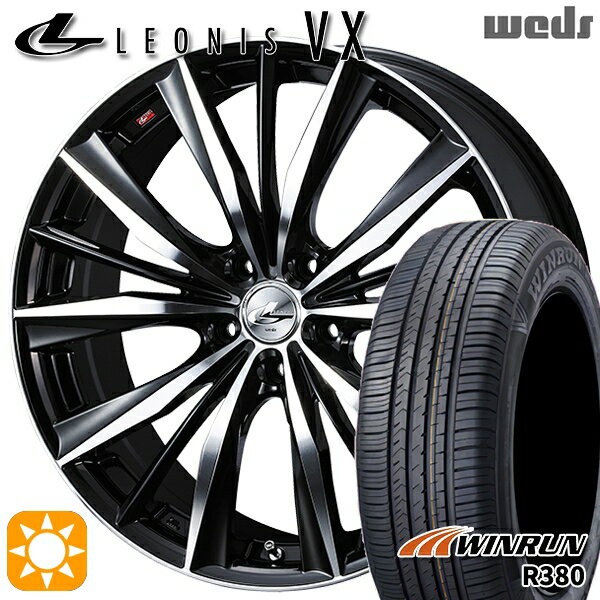 【取付対象】マツダ6 エクストレイル 225/60R18 104V XL ウィンラン R380 Weds レオニス VX BKMC (ブラック ミラーカット) 18インチ 8.0J 5H114.3 サマータイヤホイールセット