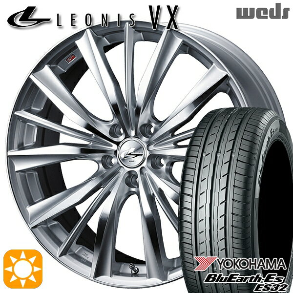 【取付対象】ヴェゼル オデッセイ 215/60R16 95H ヨコハマ ブルーアース ES32 Weds レオニス VX HSMC (ハイパーシルバー ミラーカット) 16インチ 7.0J 5H114.3 サマータイヤホイールセット
