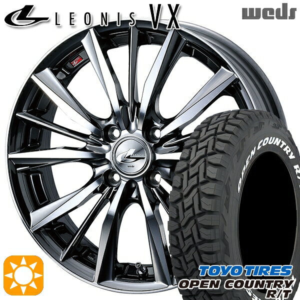 【取付対象】アゲ軽 165/80R14 97/95N LT トーヨー オープンカントリー R/T ホワイトレター Weds レオニス VX BMCMC (ブラックメタルコート ミラーカット) 14インチ 4.5J 4H100 サマータイヤホイールセット