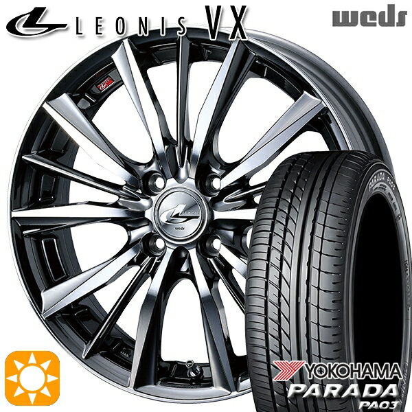 【取付対象】軽トラ 165/55R14C 95/93N ヨコハマ パラダ PA03 Weds レオニス VX BMCMC (ブラックメタルコート ミラーカット) 14インチ 4.5J 4H100 サマータイヤホイールセット
