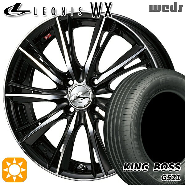 【取付対象】フィット アクア 185/60R15 84H キングボス G521 Weds レオニス WX BKMC (ブラック ミラーカット) 15インチ 5.5J 4H100 サマータイヤホイールセット