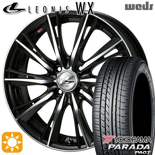 【取付対象】軽トラ 165/55R14C 95/93N ヨコハマ パラダ PA03 Weds レオニス WX BKMC (ブラック ミラーカット) 14インチ 4.5J 4H100 サマータイヤホイールセット