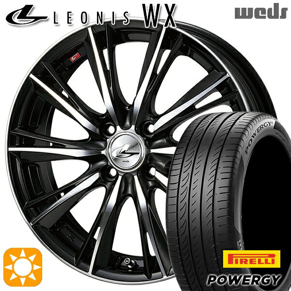 【取付対象】フィット アクア 185/60R15 84H ピレリ パワジー Weds レオニス WX BKMC (ブラック ミラーカット) 15インチ 5.5J 4H100 サマータイヤホイールセット
