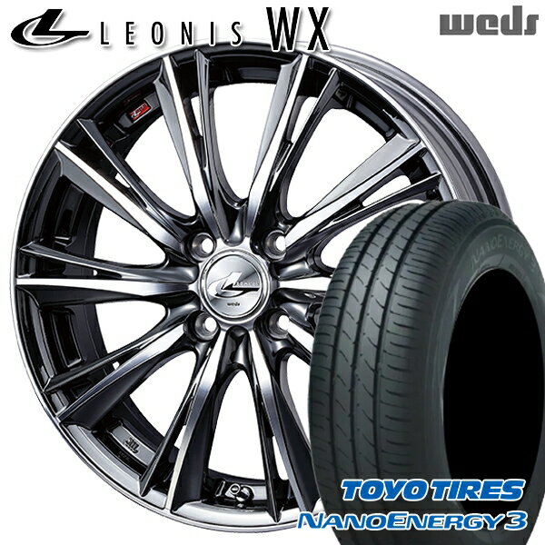 【取付対象】エブリィワゴン 165/60R14 75H トーヨー ナノエナジー3 Weds レオニス WX BMCMC (ブラックメタルコート ミラーカット) 14インチ 4.5J 4H100 サマータイヤホイールセット