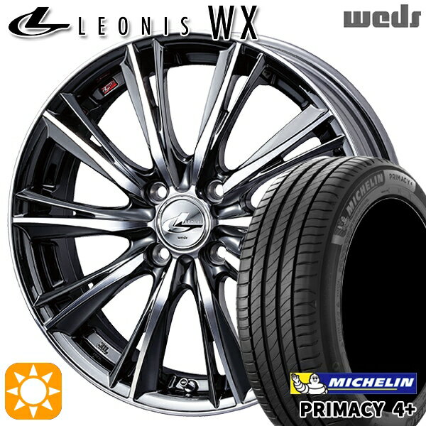 【取付対象】マツダ2 ノート 195/55R16 87V ミシュラン プライマシー4プラス Weds レオニス WX BMCMC (ブラックメタルコート ミラーカット) 16インチ 6.0J 4H100 サマータイヤホイールセット