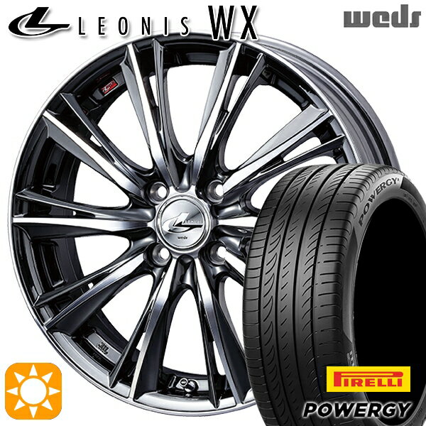 【取付対象】マツダ2 ノート 195/55R16 87V ピレリ パワジー Weds レオニス WX BMCMC (ブラックメタルコート ミラーカット) 16インチ 6.0J 4H100 サマータイヤホイールセット