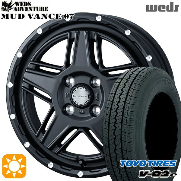 【取付対象】軽トラ 145/80R12 80/78N トーヨー V02E V-02E Weds マッドヴァンス07 フルマットブラック 12インチ 4.0J 4H100 サマータイヤホイールセット