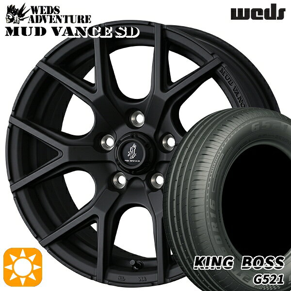【取付対象】エスティマ ヤリスクロス 215/60R16 95V キングボス G521 Weds ウェッズ マッドヴァンスSD フルマットブラック 16インチ 7.0J 5H114.3+35 サマータイヤホイールセット