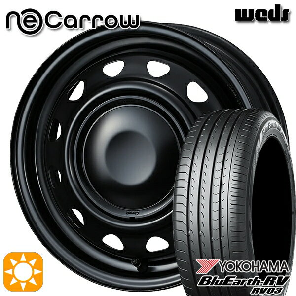 【取付対象】165/60R14 75H ヨコハマ ブルーアース RV03 Weds ネオキャロ セミマットブラック/セミマットブラックキャップ 14インチ 4.5J 4H100 +45 サマータイヤホイールセット