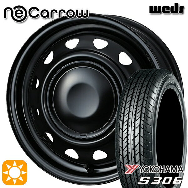 【取付対象】155/65R14 75S ヨコハマ S306 Weds ネオキャロ セミマットブラック/セミマットブラックキャップ 14インチ 4.5J 4H100 +45 サマータイヤホイールセット