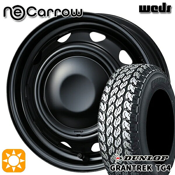 【取付対象】145R12 6PR (145/80R12 80/78N相当) ダンロップ グラントレック TG4 Weds ネオキャロ セミマットブラック/セミマットブラックキャップ 12インチ 3.5J 4H100 +34 サマータイヤホイールセット