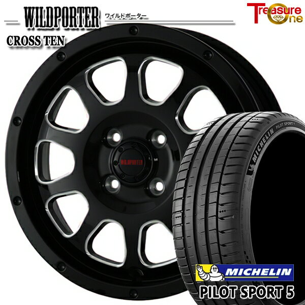 【取付対象】アクア ヤリス 205/40R17 84Y XL ミシュラン パイロットスポーツ5 トレジャーワン ワイルドポーター クロステン BK/SM 17インチ 6.5J 4H100 サマータイヤホイールセット