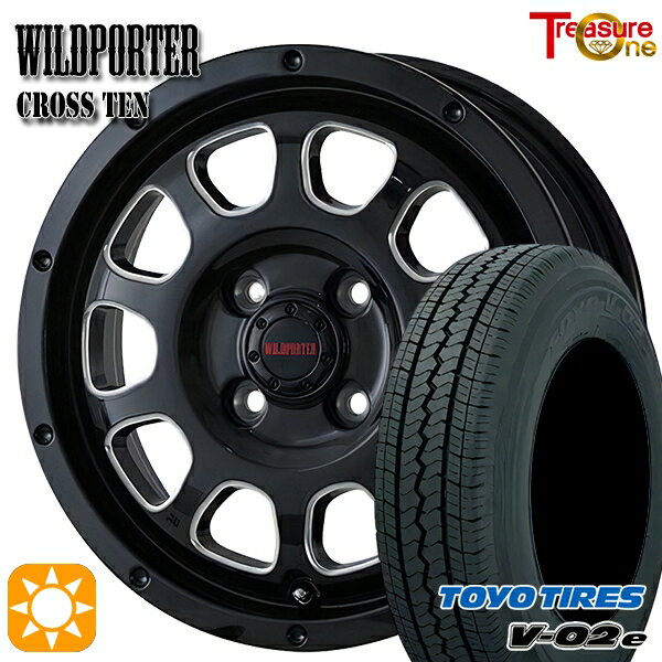 【取付対象】軽トラ 145/80R12 80/78N トーヨー V02E V-02E トレジャーワン ワイルドポーター クロステン BK/SM 12インチ 4.0J 4H100 サマータイヤホイールセット
