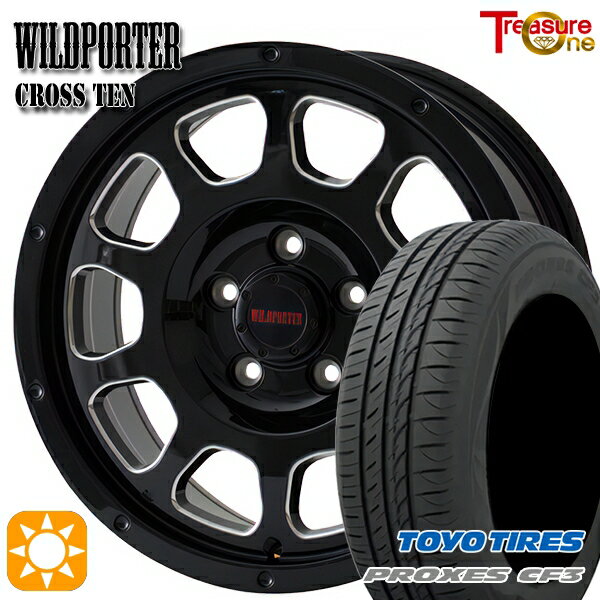 【取付対象】エスティマ ヤリスクロス 215/60R16 95H トーヨー プロクセス CF3 トレジャーワン ワイルドポーター クロステン ブラックサイドミーリング 16インチ 7.0J 5H114.3 サマータイヤホイールセット