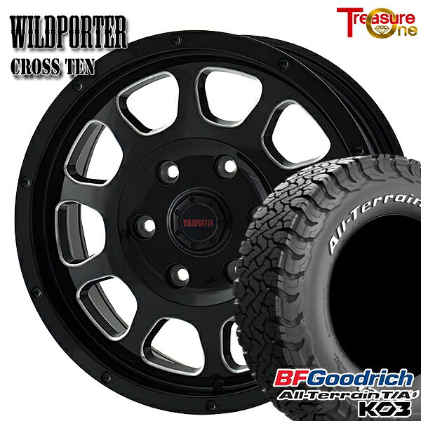 【取付対象】200系ハイエース 195/80R15 107S RWL BFグッドリッチ オールテレーン T/A KO3 トレジャーワン ワイルドポーター クロステン BK/SM 15インチ 6.0J 6H139.7 サマータイヤホイールセット