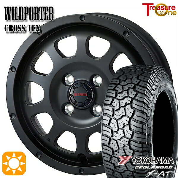 【取付対象】アゲトラ 165/65R14 ヨコハマ ジオランダーX-AT G016 トレジャーワン ワイルドポーター クロステン マットブラック 14インチ 4.5J 4H100 サマータイヤホイールセット