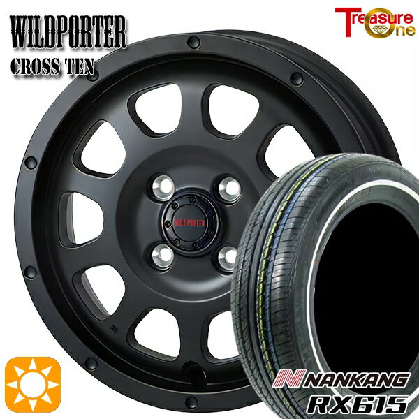 【取付対象】155/65R14 ナンカン RX615 ホワイトリボン トレジャーワン ワイルドポーター クロステン マットブラック 14インチ 4.5J 4H100 サマータイヤホイールセット