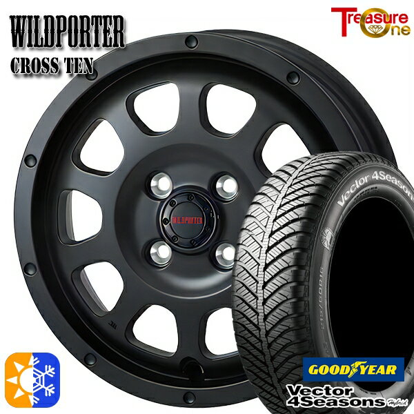 アクア ヤリス 195/50R16 84H グッドイヤー ベクター フォーシーズンズ トレジャーワン ワイルトポーター クロス10 16インチ 6.0J 4H100 マットブラック オールシーズンタイヤホイールセット