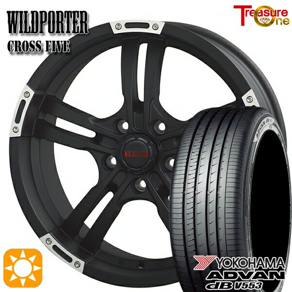 【取付対象】C-HR カローラクロス 215/60R17 96H ヨコハマ アドバンデシベル V553 トレジャーワン ワイルドポーター クロスファイブ マットブラックポリッシュ 17インチ 7.5J 5H114.3 サマータイヤホイールセット