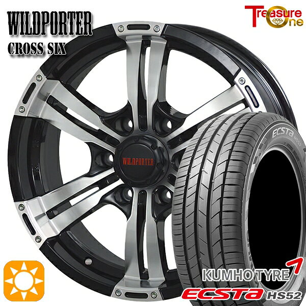 【取付対象】215/60R17 100V XL クムホ エクスタ HS52 トレジャーワン ワイルドポーター クロスシックス ブラックポリッシュ 17インチ 6.5J 6H139.7 サマータイヤホイールセット