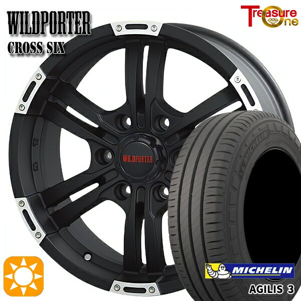 【取付対象】200系ハイエース 215/65R16C 109/107T ミシュラン アジリス3 レジャーワン ワイルドポーター クロスシックス マットブラックポリッシュ 16インチ 6.5J 6H139.7 +38 サマータイヤホイールセット
