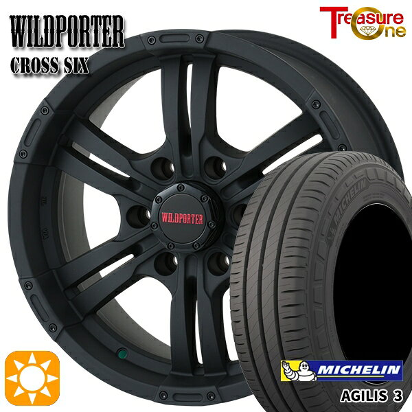 【取付対象】NV350キャラバン 215/65R16C 109/107T ミシュラン アジリス3 トレジャーワン ワイルドポーター クロスシックス マットブラック 16インチ 6.5J 6H139.7 +48 サマータイヤホイールセット