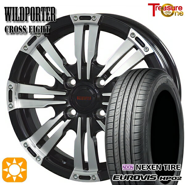 【取付対象】155/65R14 ネクセン ロードストーン ユーロビズ HP02 トレジャーワン ワイルドポーター クロスエイト ブラックポリッシュ 14インチ 4.5J 4H100 サマータイヤホイールセット