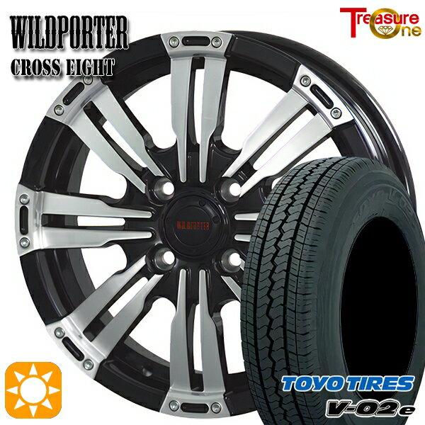 【取付対象】軽トラ 145/80R12 80/78N トーヨー V02E V-02E トレジャーワン ワイルドポーター クロスエイト ブラックポリッシュ 12インチ 4.0J 4H100 サマータイヤホイールセット