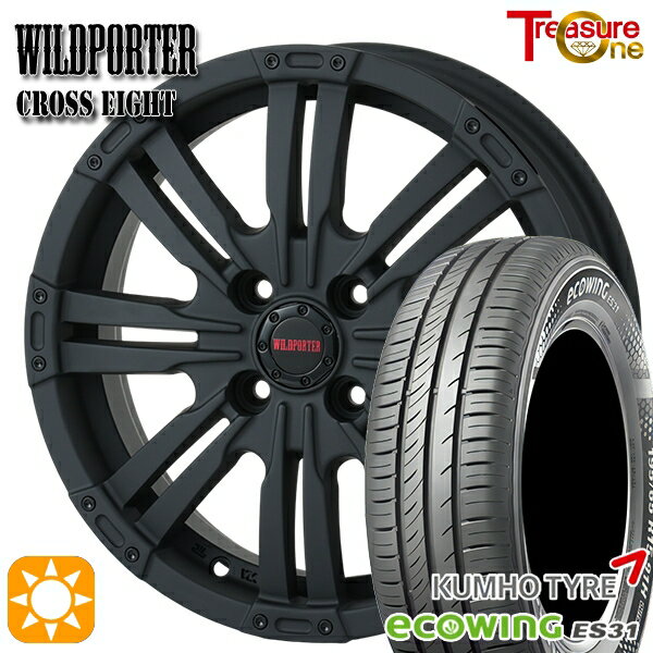 【取付対象】155/65R14 75T クムホ エコウィング ES31 トレジャーワン ワイルドポーター クロスエイト マットブラック 14インチ 4.5J 4H100 +45 サマータイヤホイールセット
