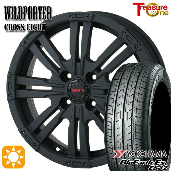 【取付対象】165/55R14 72V ヨコハマ ブルーアース ES32 トレジャーワン ワイルドポーター クロスエイト マットブラック 14インチ 4.5J 4H100 +45 サマータイヤホイールセット