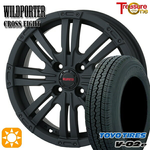 【取付対象】軽トラ 145/80R12 80/78N トーヨー V02E V-02E トレジャーワン ワイルドポーター クロスエイト マットブラック 12インチ 4.0B 4H100 +42 サマータイヤホイールセット