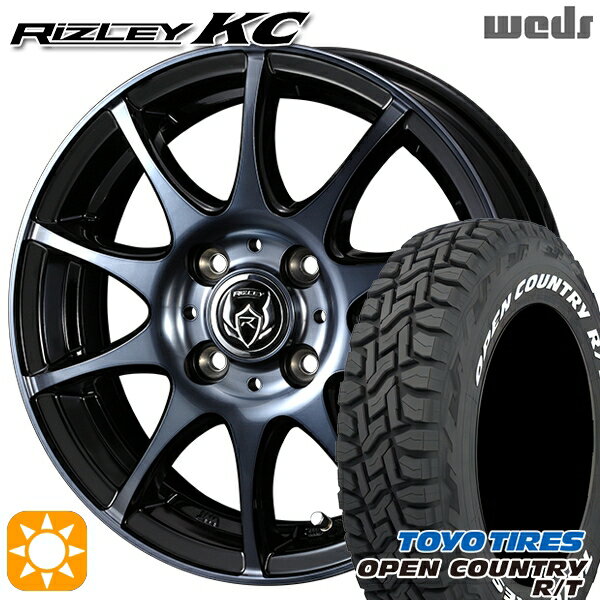 【取付対象】アゲ軽 165/80R14 97/95N LT トーヨー オープンカントリー R/T ホワイトレター Weds ライツレーKC ブラックポリッシュBC 14インチ 4.5J 4H100 サマータイヤホイールセット