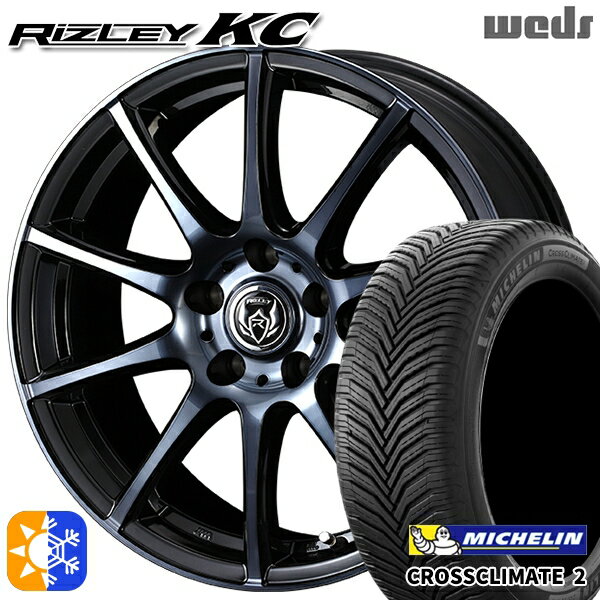 225/40R18 92Y XL ミシュラン クロスクライメート2 Weds ライツレーKC ブラックポリッシュBC 18インチ 7.5J 5H114.3 オールシーズンタイヤホイールセット