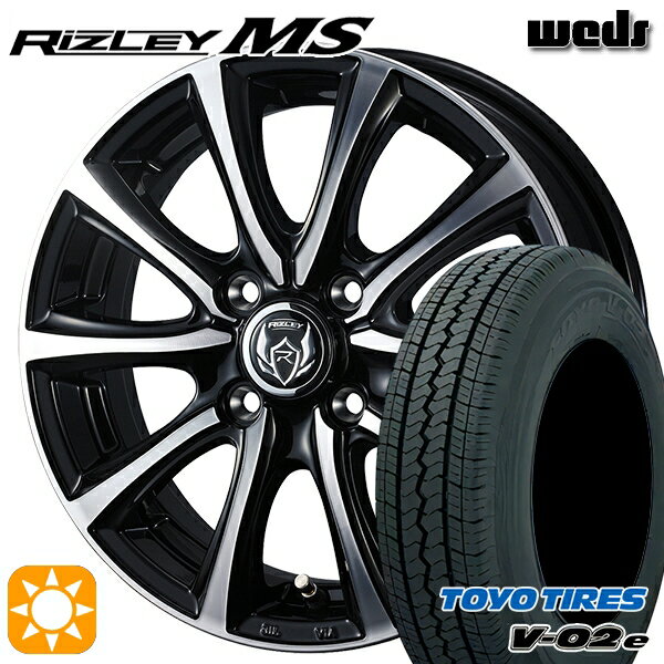 【取付対象】軽トラ 145/80R12 80/78N トーヨー V02E V-02E Weds ライツレーMS ブラックメタリックポリッシュ 12インチ 4.0J 4H100 サマータイヤホイールセット