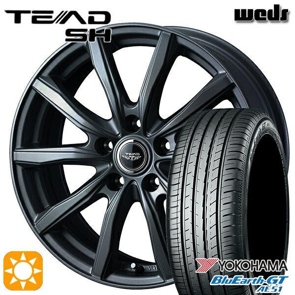 【取付対象】195/65R15 91H ヨコハマ ブルーアースGT AE51 Weds テッド SH ガンメタ 15インチ 6.0J 5H114.3 サマータイヤホイールセット