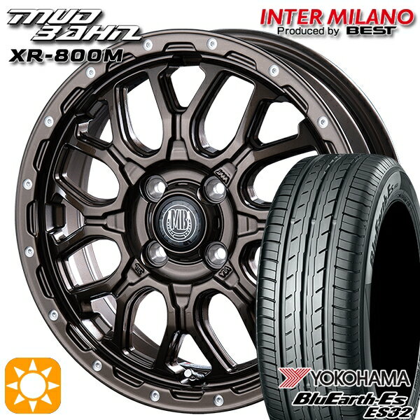 【取付対象】155/55R14 69V ヨコハマ ブルーアース ES32 インターミラノ マッドバーン XR-800M GBR/PP 14インチ 4.5J 4H100 サマータイヤホイールセット