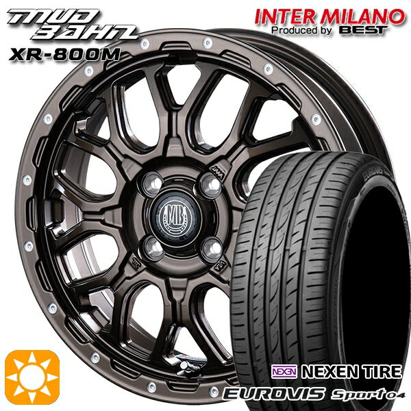 【取付対象】165/60R14 75H ロードストーン ユーロビズ Sport 04 インターミラノ マッドバーン XR-800M GBR/PP 14インチ 4.5J 4H100 サマータイヤホイールセット