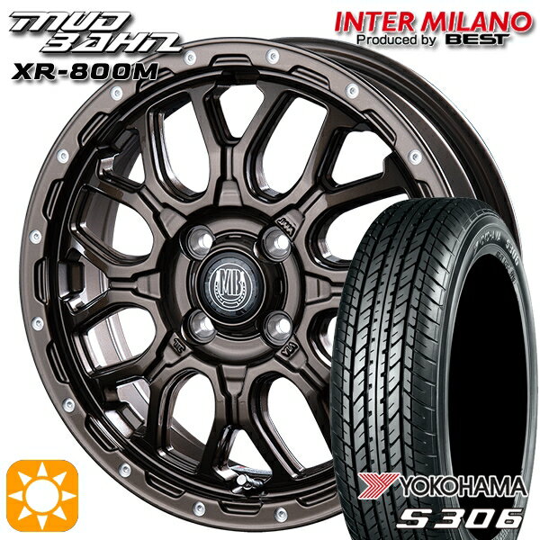 【取付対象】155/65R14 75S ヨコハマ S306 インターミラノ マッドバーン XR-800M GBR/PP 14インチ 4.5J 4H100 サマータイヤホイールセット