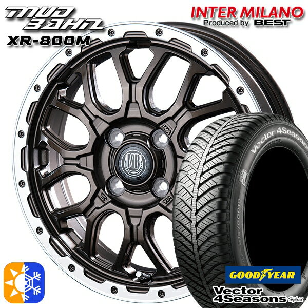 N-BOX ウェイク 165/55R15 75H グッドイヤー ベクター フォーシーズンズ インターミラノ マッドバーン XR-800M GBR/RP 15インチ 4.5J 4H100 オールシーズンタイヤホイールセット