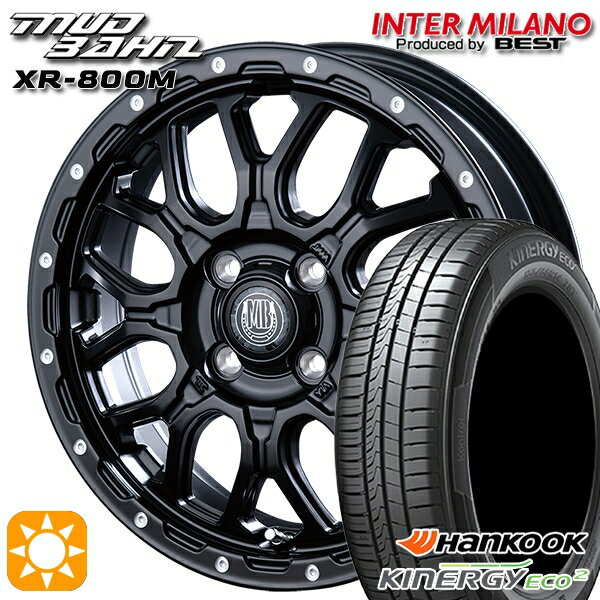 【取付対象】ウェイク 165/55R15 75V ハンコック KlnERGy ECO2 K435 インターミラノ マッドバーン XR-800M MBK/PP 15インチ 4.5J 4H100 サマータイヤホイールセット