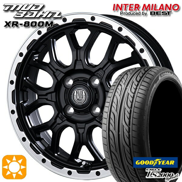 【取付対象】155/55R14 69V グッドイヤー LS2000ハイブリッド2 インターミラノ マッドバーン XR-800M MBK/RP 14インチ 4.5J 4H100 サマータイヤホイールセット