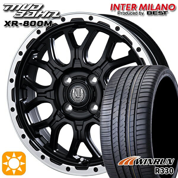 【取付対象】アクア デミオ ノート 195/55R16 87V ウィンラン R330 インターミラノ マッドバーン XR-800M MBK/RP 16インチ 6.5J 4H100 サマータイヤホイールセット