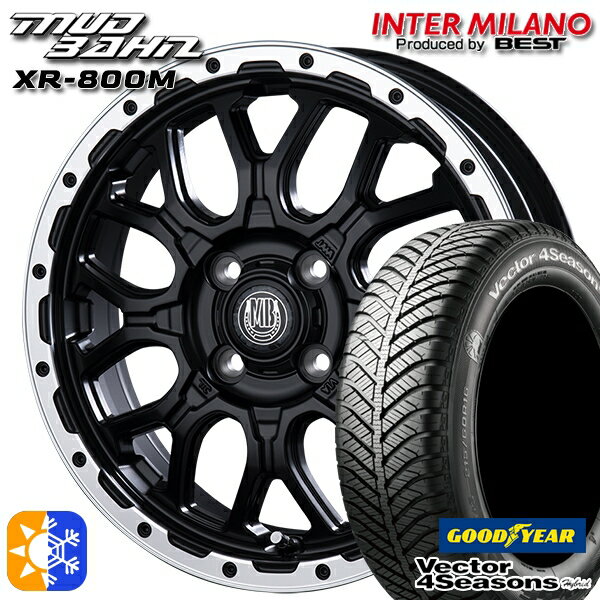 165/50R15 73H グッドイヤー ベクター フォーシーズンズ インターミラノ マッドバーン XR-800M MBK/RP 15インチ 4.5J 4H100 オールシーズンタイヤホイールセット