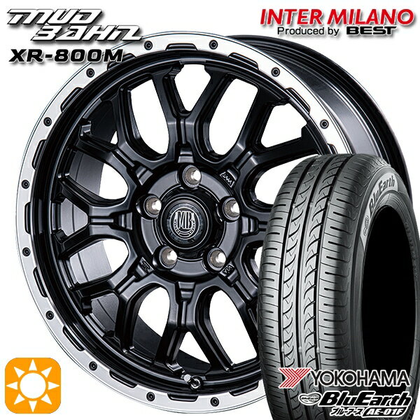 【取付対象】205/60R16 92H ヨコハマ ブルーアース AE01F インターミラノ マッドバーン XR-800M MBK/RP 16インチ 6.5J 5H114.3 サマータイヤホイールセット